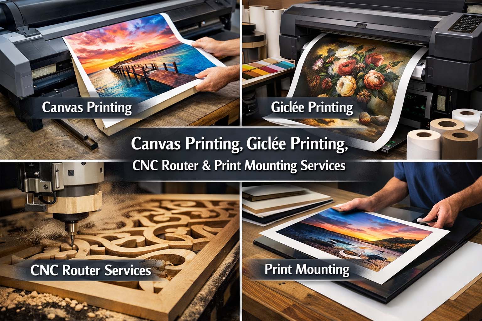 Canvas Printing, Giclée Printing, Laser Mount Cutting, CNC Router & Print Mounting